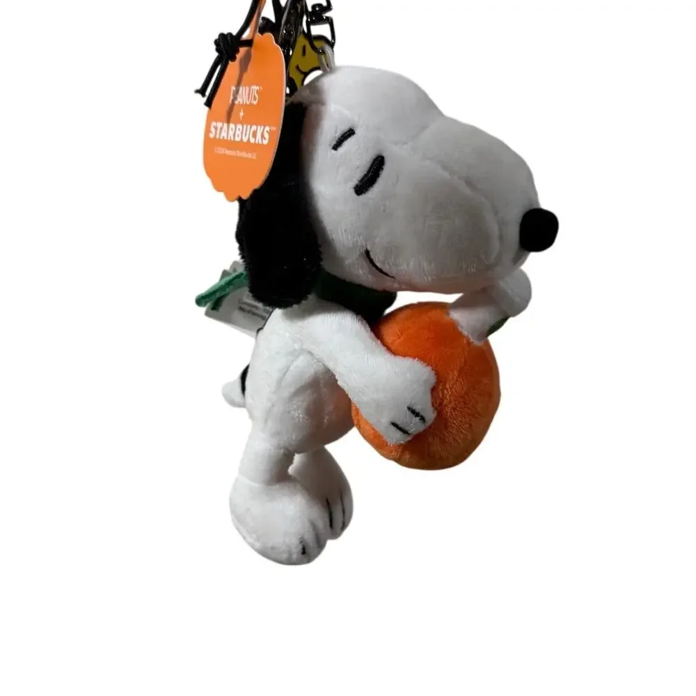 2026 Starbucks x Peanuts Snoopy Woodstock Plush Bag Charm Keychain Pumpkin